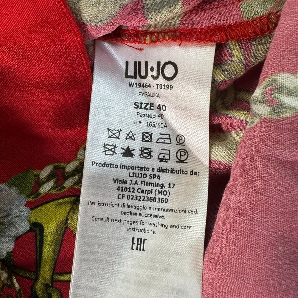 Womens Shirt Size 40 Medium Red Chains Floral Business Casual Belt Brand New NWT - Picture 8 of 10